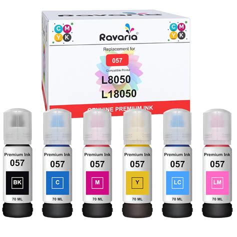 Ravaria 057 Refill Ink for Epson L8050, L18050 Printer - Compatible Ink ...