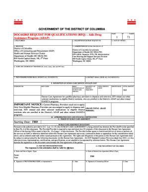 Fillable Online DOC442843 REQUEST FOR QUALIFICATIONS (RFQ) Aids Drug ...