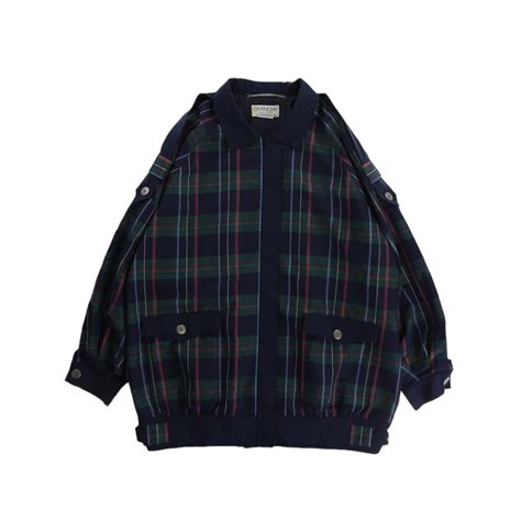 【OTSU】1980's vintage GIVENCHY black watch pattern design zip up jacket ...