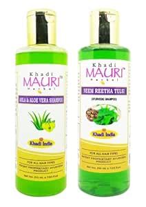Buy Khadi Mauri Amla Aloevera & Neem Reetha Tulsi Shampoo - Pack of 2 ...