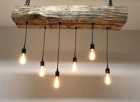 Reclaimed Barn Sleeper Beam Wood Light Fixture with LED Edison pendant ...
