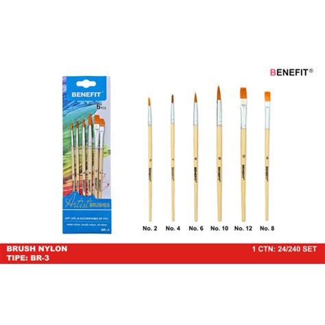 Jual Kuas Cat Air Minyak Akrilik Set 6 BENEFIT BR-3 Nylon Brush Set ...