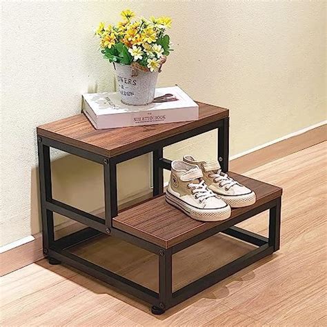 GIANTEX Sheesham Wood Non Slip 2 Step Stool for Kitchen Bedroom Solid ...