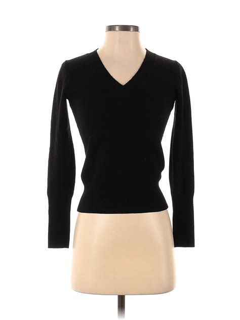 J.Crew 100% Cashmere Color Block Solid Black Cashmere Pullover Sweater ...