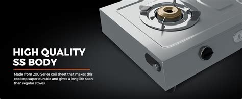 SURYA FLAME Open Gas Stove 2 Burners Stainless Steel 2B Majestic (BB ...