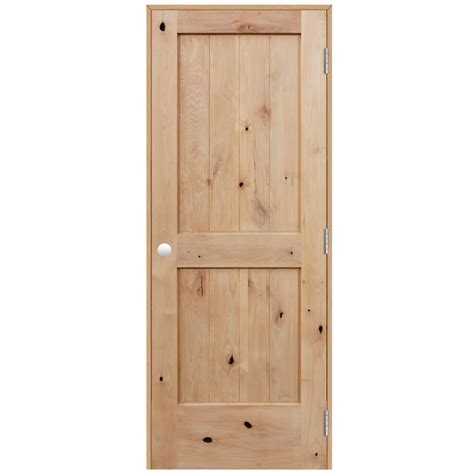 Unfinished 2-Panel V-Groove Knotty Alder | Prehung Interior Swinging ...