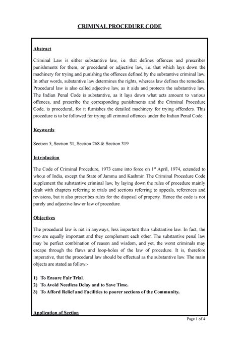 CRPC - CRIMINAL PROCEDURE CODE Abstract Criminal Law is either ...