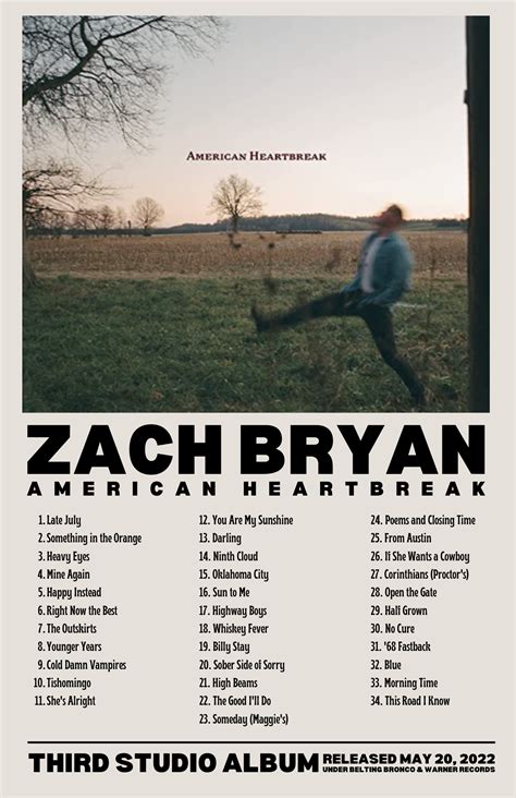 Zach bryan american heartbreak poster – Artofit