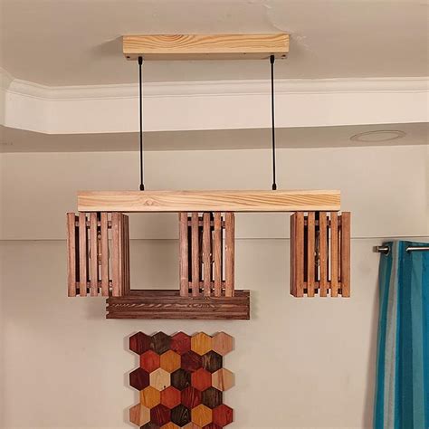 Buy Solid Wood Elegant Series Hanging Light With Brown & Beige Base ...