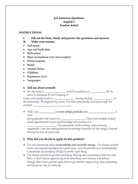 Image result for Example of Job Interview PDF