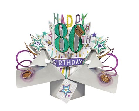 Happy 80th Birthday Pop-Up Greeting Card | Birthday Pop Up Card | Cards