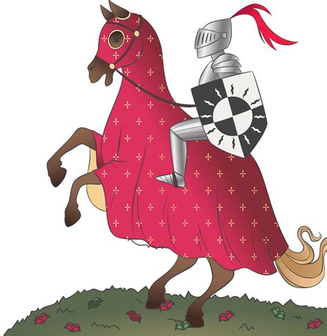 Medieval Knight on Rearing Warhorse with Red Caparison Transparent ...