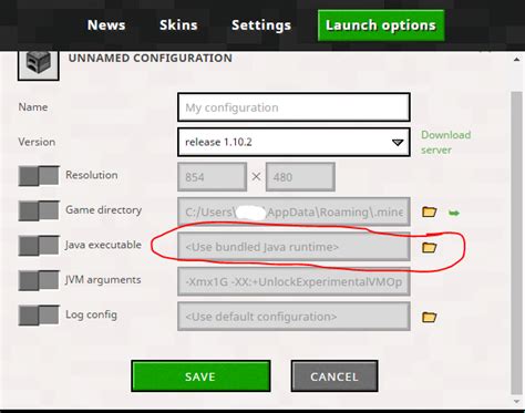 Image result for Java Runtime Configuration Minecraft