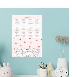 Stara KIDS Cute Cats Wall Calendar 2024 | A3 Size - Year at a Glance ...