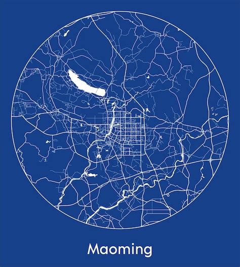 Mappa della città Maoming Cina Asia stampa blu rotondo cerchio ...