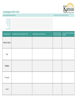 Fillable Online Kansas Contingency Plan Form Download Printable PDF ...