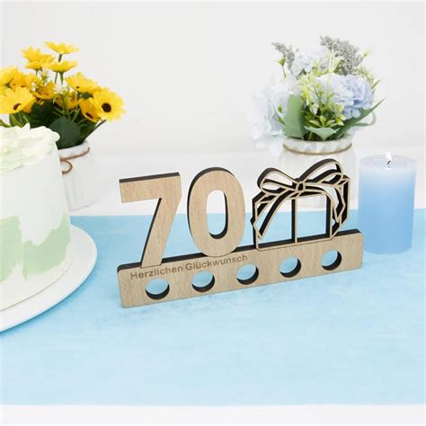 Украса за рожден ден за 70 години Anyunkey, дърво, кафяво, 20 x 11 cm ...