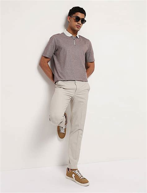 Buy Pure Cotton Geometric Polo Neck T-Shirt at Marks & Spencer