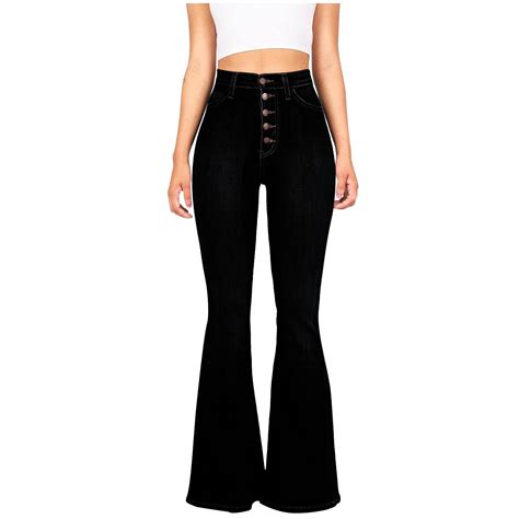Miluxas Women's Flare Bell Bottom Jeans High Waisted Wide Leg Bootcut ...
