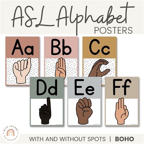 ASL (american Sign Language) Alphabet Posters | BOHO RAINBOW | Neutral ...