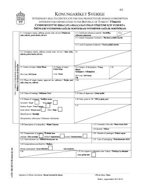 Fillable Online livsmedelsverket VETERINARY HEALTH CERTIFICATE FOR EGG ...