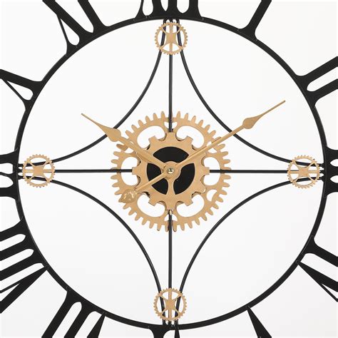 Adept Black And Gold Roman Metal Wall Clocks