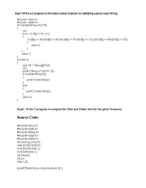 CD LAB Programs - 1. Write a Lex Program to implement a Lexical ...