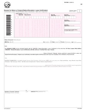 Fillable Online aia com Request for Return of Original Medical Receipt ...