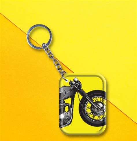 Get your hands on our yellow bike keychain for a cool ride.