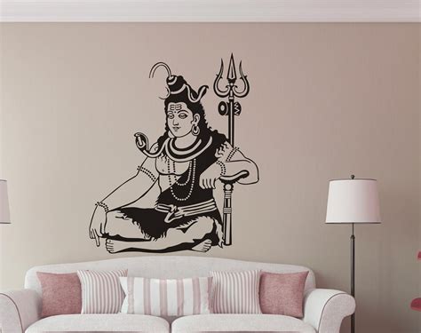 Lord Shiva relegious Black Wall Sticker and Wallpaper Size(59 * 70) cm ...