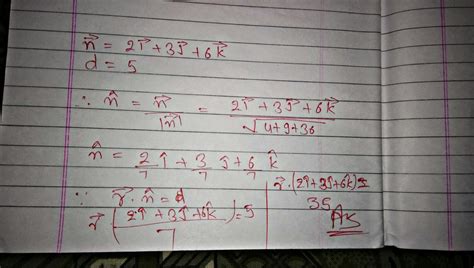 vector equation of a plane which is at a distance of 5 units from ...