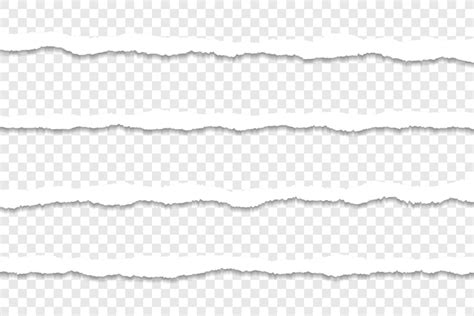 Torn paper edges with shadow on transparent background | Premium Vector