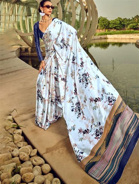 Sf Flora H Japan Satin With Floral Printed Saree Collection