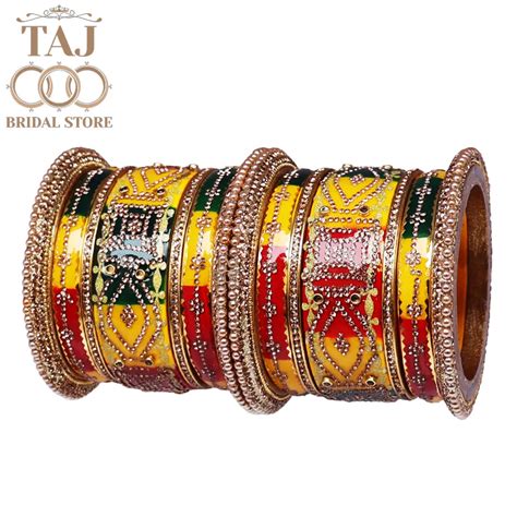 Handmade Lac Bridal Bangles in Traditional Rhinestones Unique Design ...