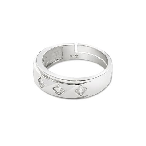 Facet Frame Couple Rings for Men & Women – 925 Sterling Silver Rhodium