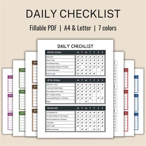 Buy Editable Daily Checklist PDF, Printable Daily Checklist, Minimalist ...