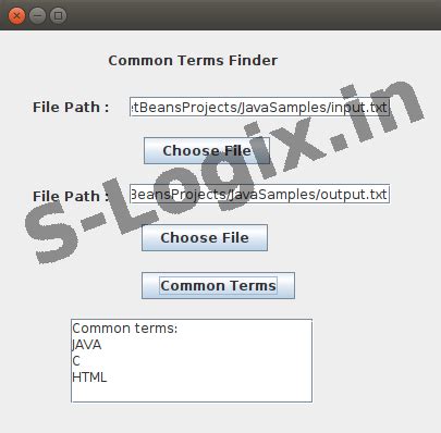 To find common terms between two files in Java | S-Logix