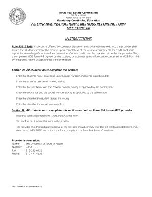 TREC Alternative Instructional Methods Reporting Form - Cie Austin ...