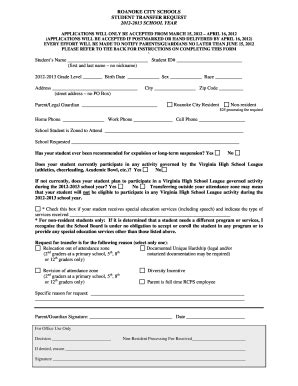 Fillable Online ROANOKE CITY SCHOOLS Fax Email Print - pdfFiller