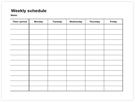 Image result for Making a Weekly Schedule in Excel