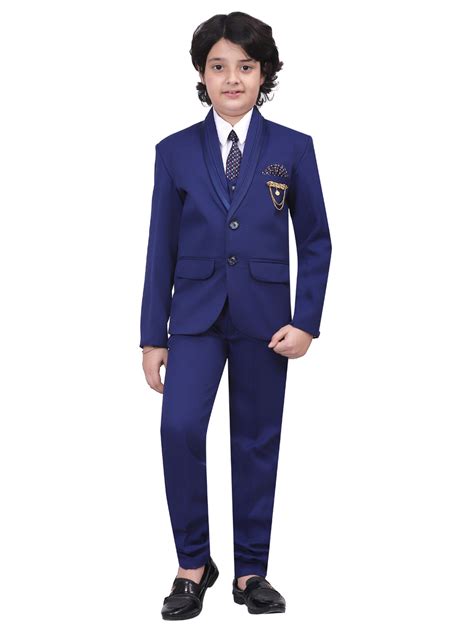 Boys Kids Cotton Blend Solid 5 Piece Coat Suit Set - Royal Blue – BT ...