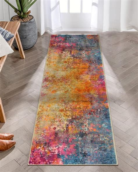 Moynesa 2'x6' Modern Abstract Galaxy Bathroom Runner Rug,Washable Long ...