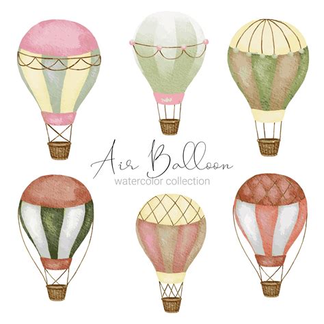 Premium Vector | Hot air balloon designs in various watercolor styles for graphic designers to ...