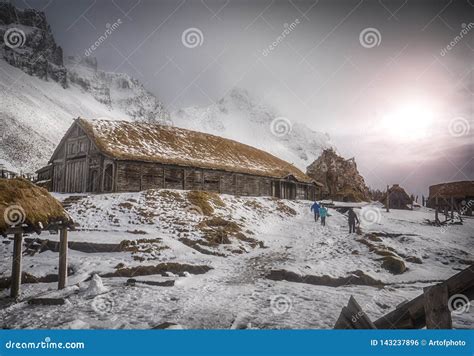 Anonymous People in Viking Village in Iceland Stock Photo - Image of ...