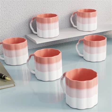 Buy The Earth Store Tritone Light Pink Frontier Tea Cups Set of 6 ...