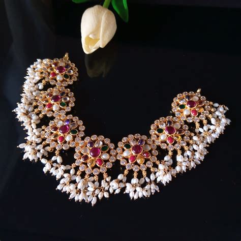 Handmade Pure Silver Navratna Guttapusalu Necklace – Enumu