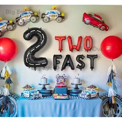 Buy Two Fast 2nd Birthday Racing Balloons Number 2 Letter Foil Balloon ...
