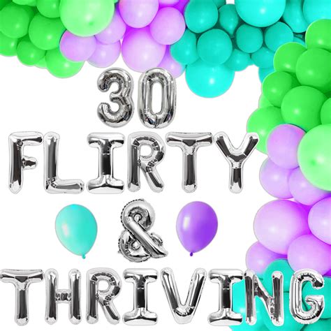 LaVenty 30 Flirty and KEF16 Thriving Birthday Decoration 30th Balloon ...