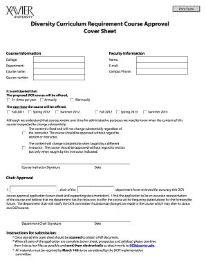 Fillable Online xavier Diversity Curriculum Requirement Course Approval ...