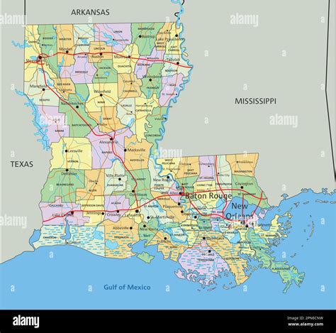 Louisiana State Map With Cities Louisiana Map Images – Browse 8,027